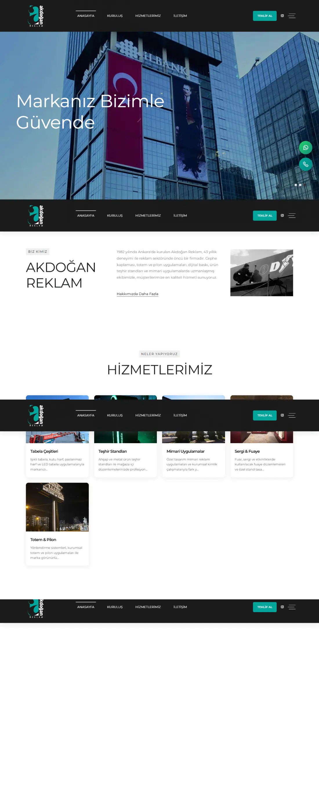 Akdoğan Reklam ana sayfasının tamamı