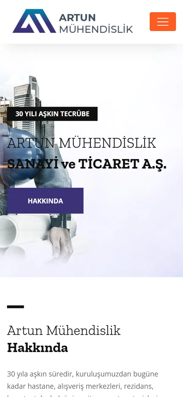 Artun Mühendislik — mobil görünüm