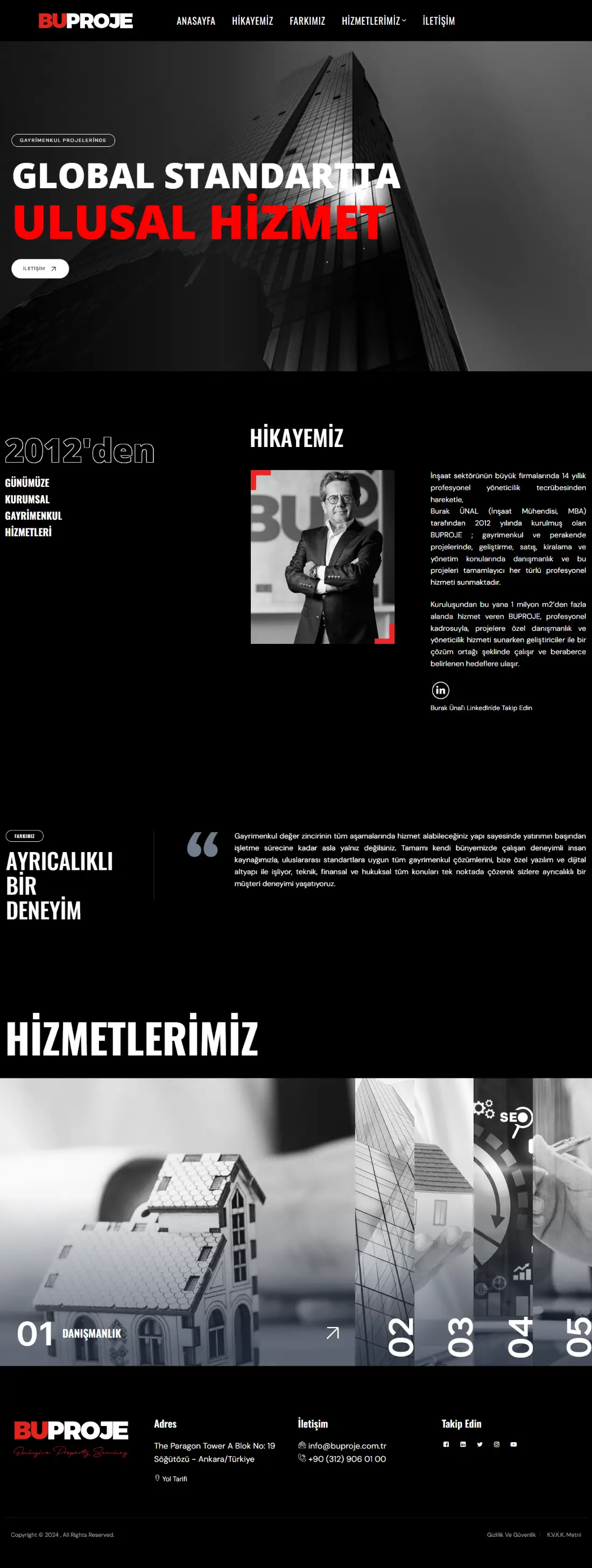BUPROJE ana sayfasının tamamı