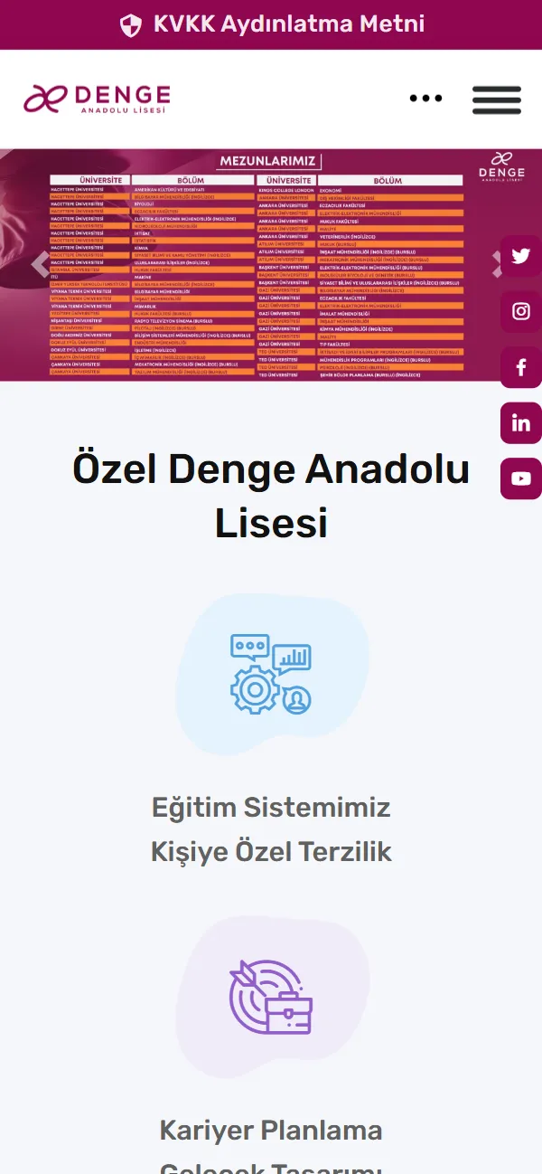 Özel Denge Anadolu Lisesi — mobil görünüm