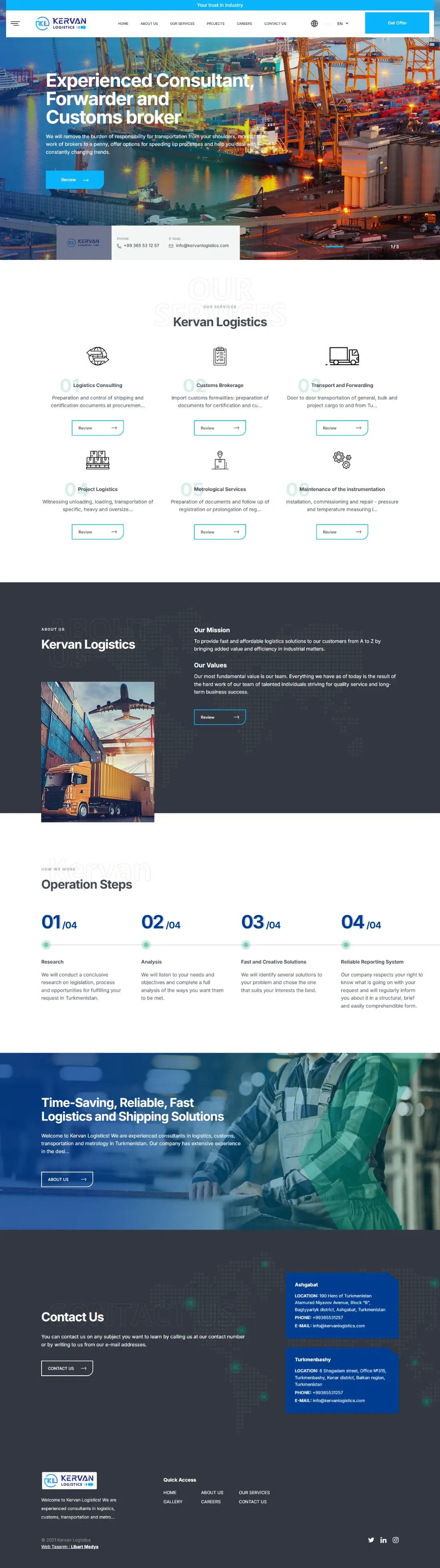Kervan Logistics ana sayfasının tamamı