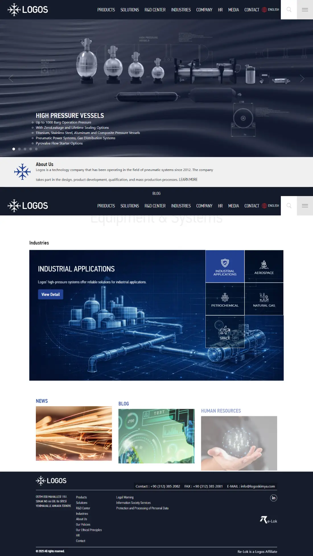 Logos Kimya ana sayfasının tamamı