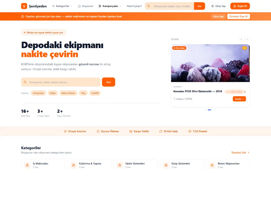 Şantiyeden ana sayfasının tamamı