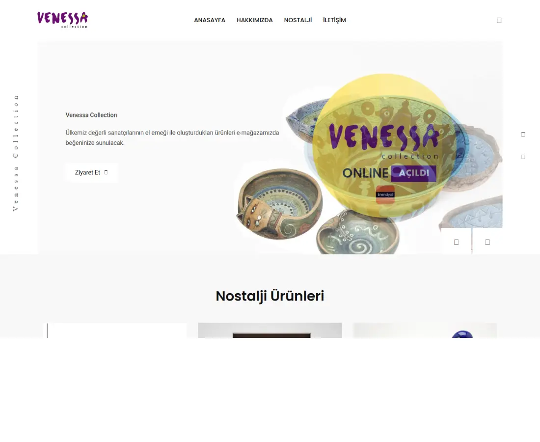Venessa Collection ana sayfasının tamamı